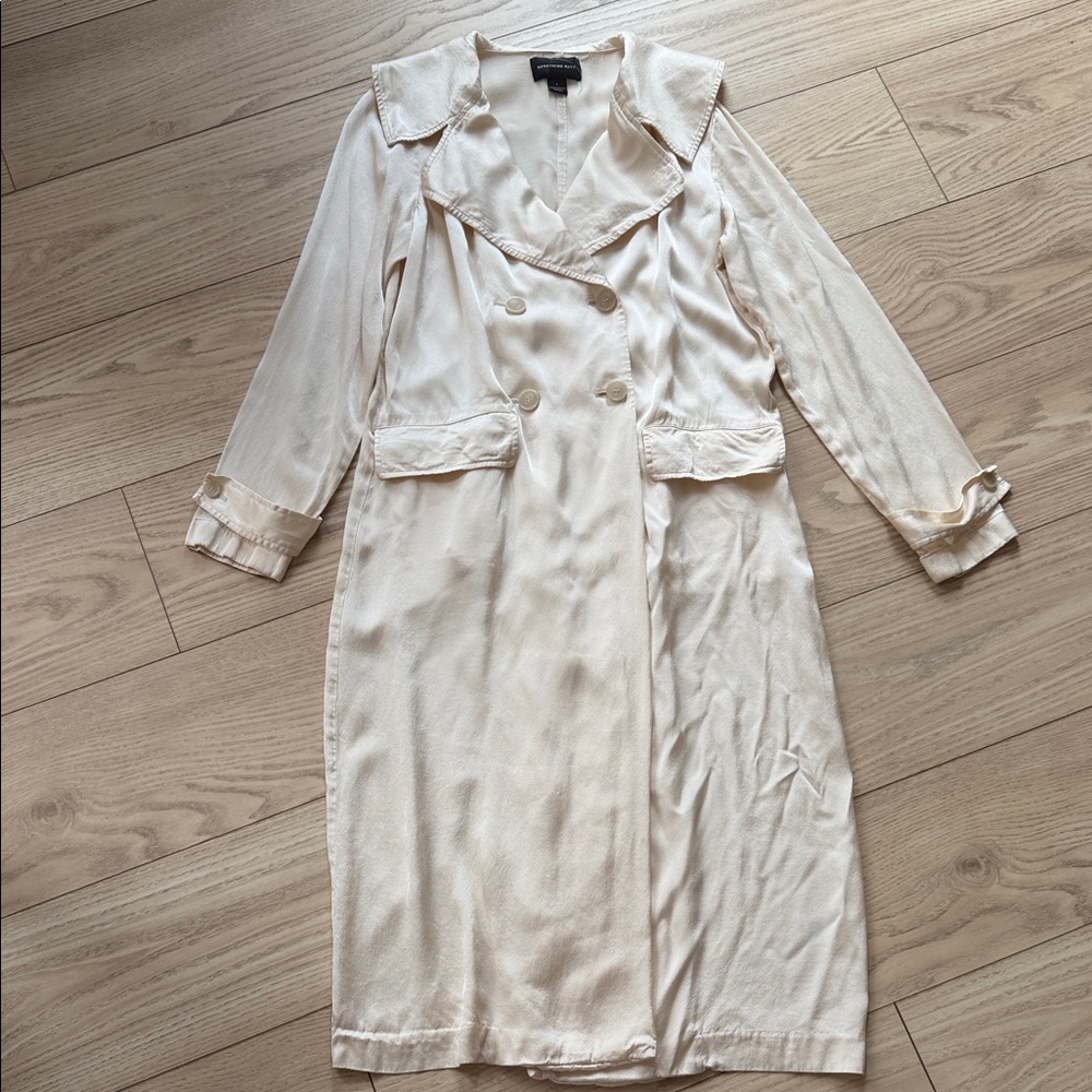 Something Navy Cream Silky Draped Collar Coat